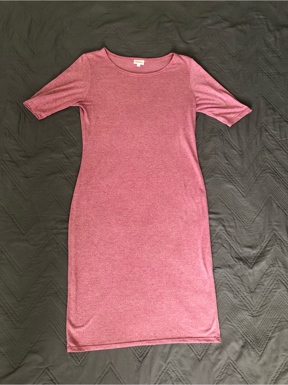 LuLaRoe Heathered Rose Midi Crewneck T-shirt Dress
